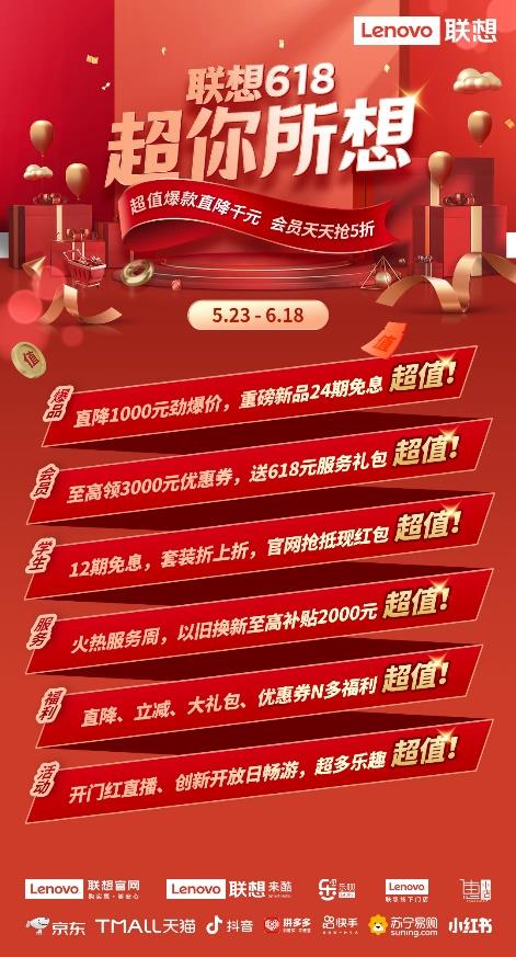 联想618大促全案公布  ThinkBook爆款最高直降1400  4大套装打造最强生产力(图1)